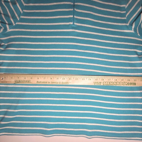 L.L. Bean Womens Sky Blue and White Striped 1/4 Zip Long Sleeve Shirt Size 2X - Picture 10 of 13